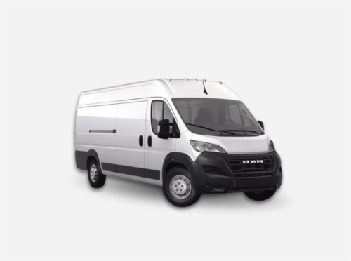 a white Ram ProMaster 3500 cargo van model